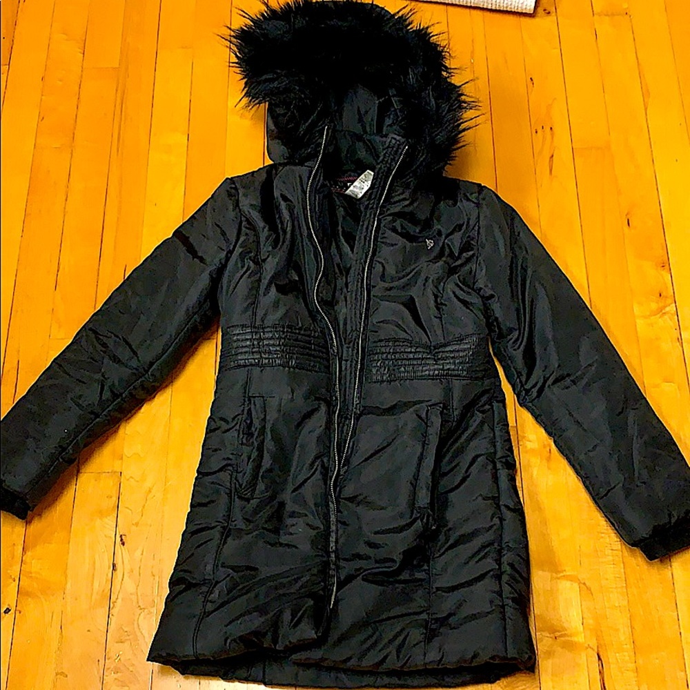 Puffer winter jacket, knee length